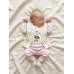 0-9 Ay Kız Bebek 3’lü Takım – %100 Pamuk Çiçekli Body, Hırka & Pantolon Set Pembe