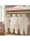 Pamuş 0-9 Ay Tüllü Dantelli Penye Kız Bebek 4’lü Tulum Set Ekru