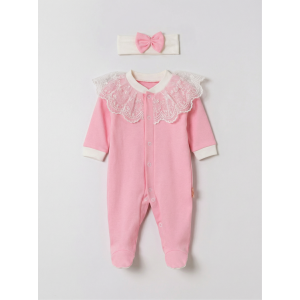 Pamuş 0-3-6 Ay Masal Gibi Penye Kız  Bebek Tulum Pembe