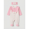 Pamuş 0-3-6 Ay Pamuk Kalbim Penye Kız  Bebek Tulum Pembe