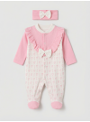 Pamuş 0-3-6 Ay Pamuk Kalbim Penye Kız  Bebek Tulum Pembe