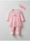 Pamuş 0-3-6 Ay Prenses Penye Kız Bebek Tulum Pembe