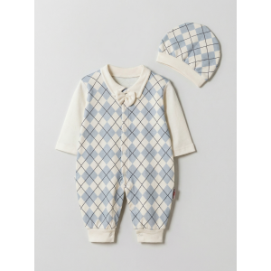 Pamuş 0-3-6 Ay Tarz Bey Penye Erkek  Bebek Tulum Mavi