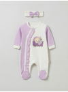 Pamuş 0-3-6 Ay Uyuyan Ayıcık Penye Kız Bebek Tulum Lila