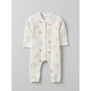 ZıbZıb 0-3-6 Ay Ayıcık Penye Tulum Ekru