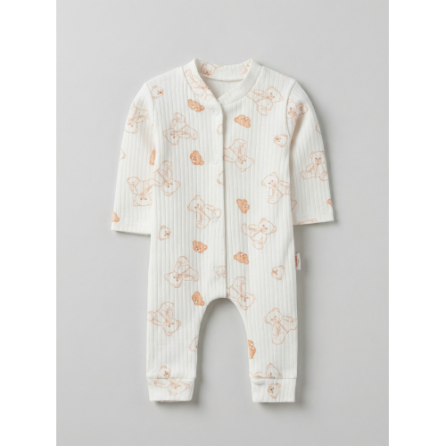 ZıbZıb 0-3-6 Ay Ayıcık Penye Tulum Ekru