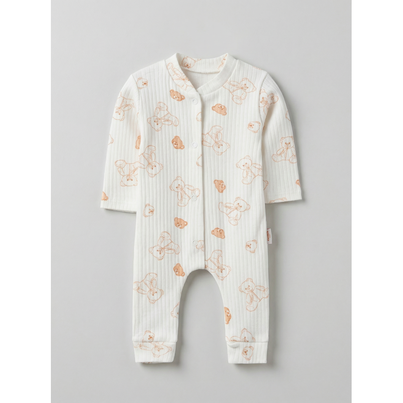 ZıbZıb 0-3-6 Ay Ayıcık Penye Tulum Ekru