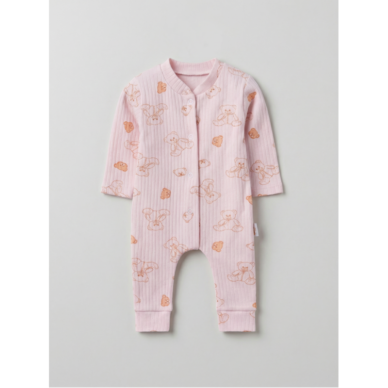 ZıbZıb 0-3-6 Ay Ayıcık Penye Tulum Pembe