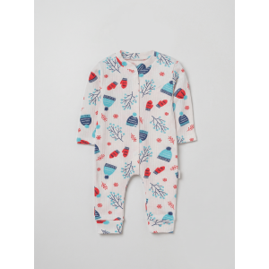 ZıbZıb 0-3-6 Ay Kış Masalı Penye Tulum Ekru - Mavi