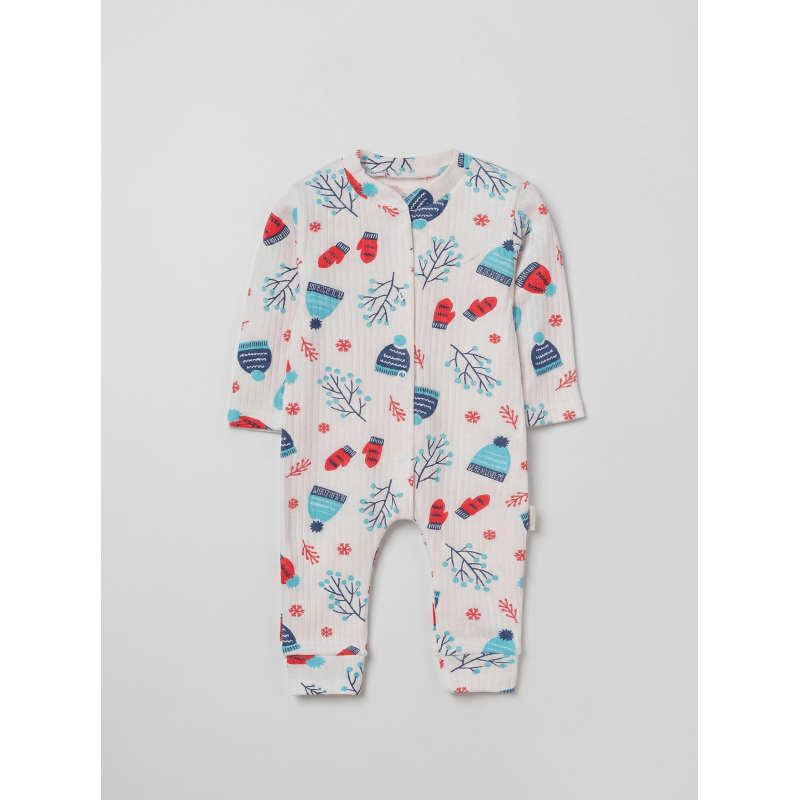 ZıbZıb 0-3-6 Ay Kış Masalı Penye Tulum Ekru - Mavi