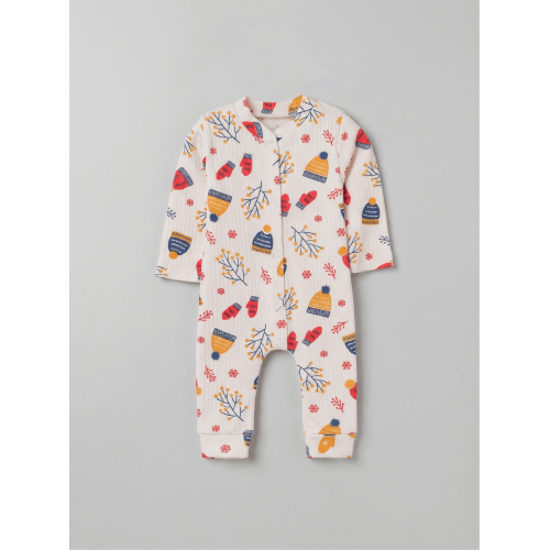 ZıbZıb 0-3-6 Ay Kış Masalı Penye Tulum Ekru - Sarı