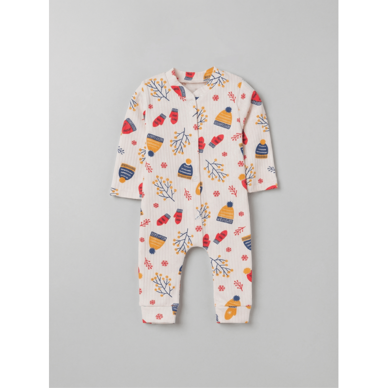 ZıbZıb 0-3-6 Ay Kış Masalı Penye Tulum Ekru - Sarı