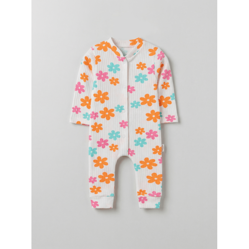 ZıbZıb 0-3-6 Ay Papatya Penye Tulum EKru