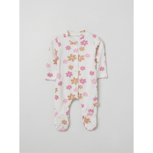 ZıbZıb 0-3-6 Ay Papatya Penye Tulum Ekru - Lila