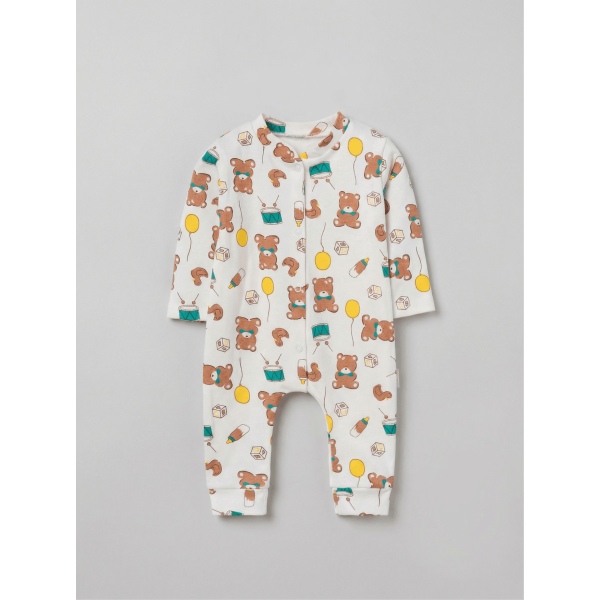 ZıbZıb 0-3-6 Ay Sevimli Ayıcık Penye Tulum Kahverengi