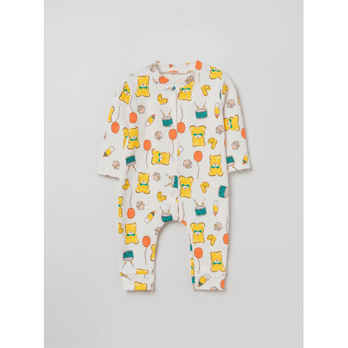 ZıbZıb 0-3-6 Ay Sevimli Ayıcık Penye Tulum Sarı