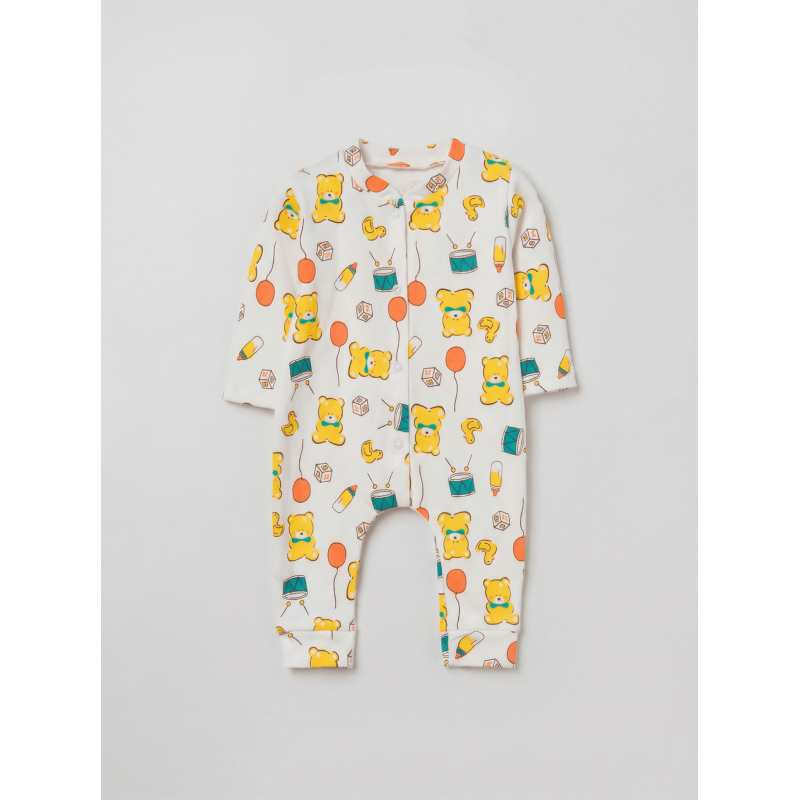 ZıbZıb 0-3-6 Ay Sevimli Ayıcık Penye Tulum Sarı