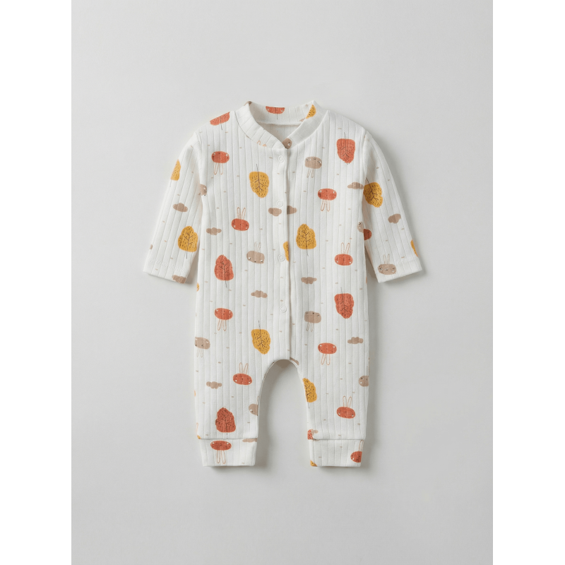 ZıbZıb 0-3-6 Ay Sonbahar Penye Tulum Ekru - Sarı