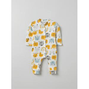 ZıbZıb 0-3-6 Ay Ördekli Penye Tulum Ekru - Sarı