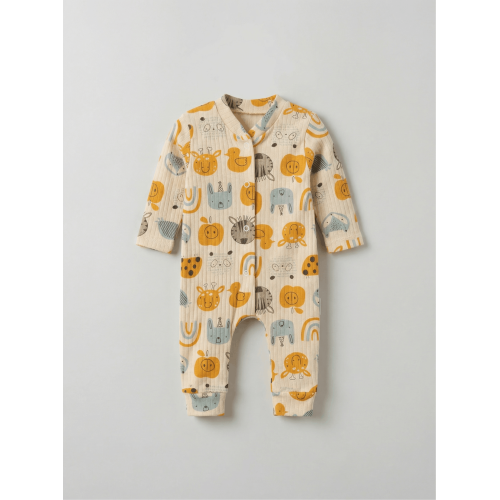 ZıbZıb 0-3-6 Ay Ördekli Penye Tulum Sarı