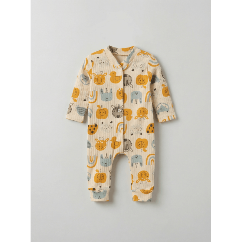 ZıbZıb 0-3-6 Ay Ördekli Penye Tulum Sarı