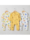 ZıbZıb 3’lü Baskılı Pamuk Erkek & Kız Bebek Tulum Seti 0-6-9 Ay