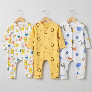 ZıbZıb 3’lü Baskılı Pamuk Erkek & Kız Bebek Tulum Seti 0-6-9 Ay