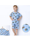 2-5 Yaş Erkek Çocuk Takımı – Arabalı Desenli Pamuklu Tişört Şort Mavi