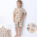 2-5 Yaş Erkek Çocuk Takımı – Safari Desenli Pamuklu Tişört Şort Bej